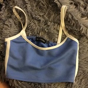 Blue and white crop top